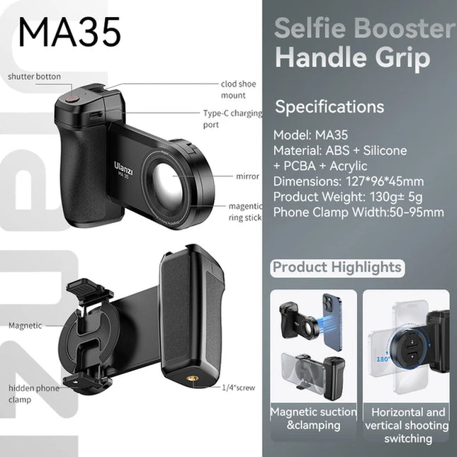 Ulanzi Ma35 Telefon Selfie Booster Griff Griff Bluetooth Foto Stabilisator Halter Mit Magsafe Shutter Release Iphone Handy Stand