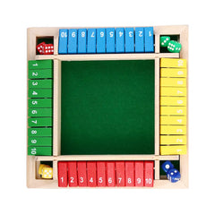 Four-Sided Flip Card Game Box - Wooden Dice and Number Board Game | Educational Parent-Child Toy for Intellectual Development