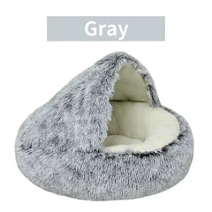 2-in-1 Winter Plush Pet Bed - Round Cat Cushion & Sleeping Bag | Warm Nest for Cats & Small Dogs