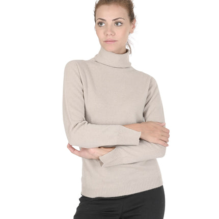 Crown of Edinburgh Cashmere Womens Turtleneck Sweater COE 0023 TAUPE