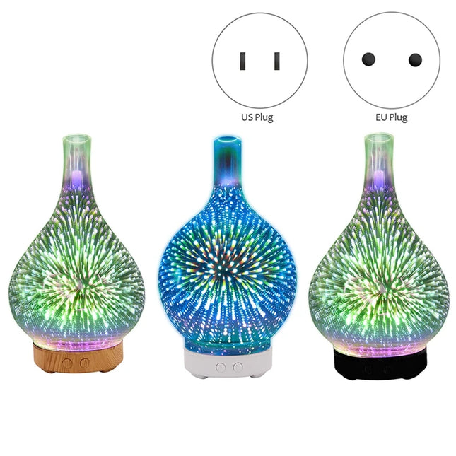 3D USB Humidifier with 7-Color LED Night Light and Aroma Oil Diffuser