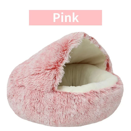 2-in-1 Winter Plush Pet Bed - Round Cat Cushion & Sleeping Bag | Warm Nest for Cats & Small Dogs