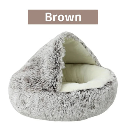 2-in-1 Winter Plush Pet Bed - Round Cat Cushion & Sleeping Bag | Warm Nest for Cats & Small Dogs