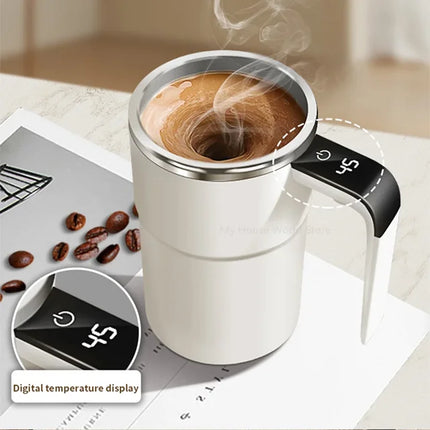 Portable Electric Coffee Mixer Cup with Waterproof Food-Grade Material, USB Rechargeable Automatic Magnetic Mug for Tea 380ml