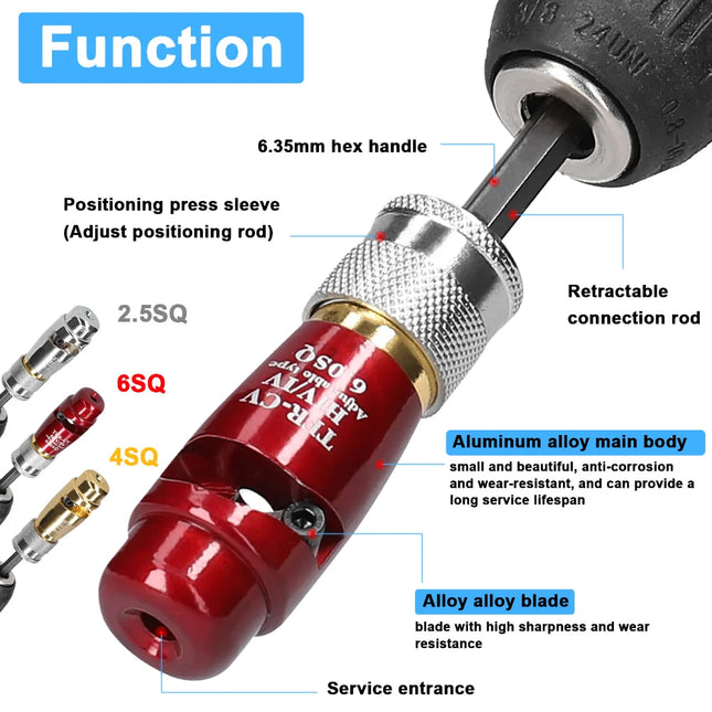 Electric Wire Stripper Kit - Multifunctional Aluminum Alloy Cable Stripping Tool for Electricians