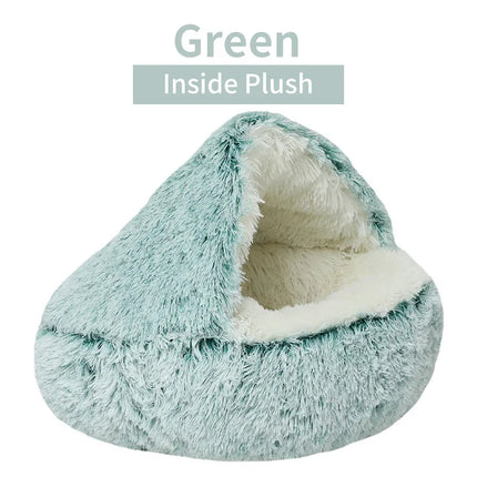 2-in-1 Winter Plush Pet Bed - Round Cat Cushion & Sleeping Bag | Warm Nest for Cats & Small Dogs