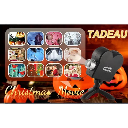 Holiday Projector with Integrated 12 Films, Garden Decoration, Lighting, Wonderland, Horror Film and Stand, Light Show Window