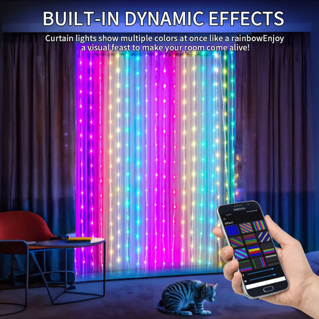 Ws2812 Ws2812B Smart Bluetooth Rgb Vorhang Led Schnur Lichter 120Leds/M Girlande App Diy Bild Anzeige Party Hochzeits Dekor Lampe