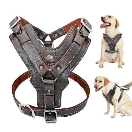 Durable Dog Harness Large Dogs Genuine Leather Harnesses Pet Training