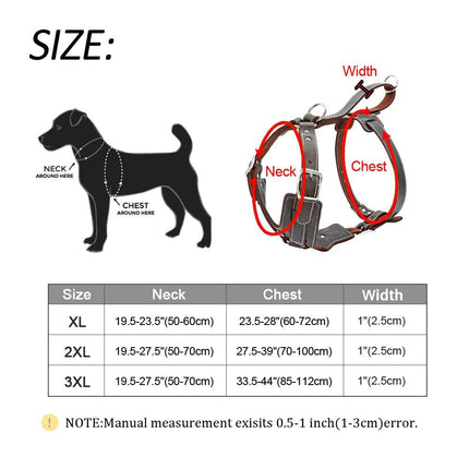 Durable Dog Harness Large Dogs Genuine Leather Harnesses Pet Training